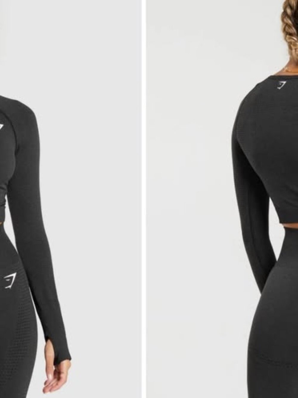 NWT GYMSHARK Vital Seamless 2.0 Crop Top - Black Marl, Small